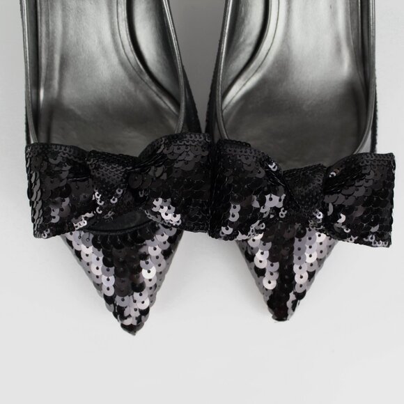 NEW Valentino Sequin Bow Pumps | Black Runway Heels – Party, Events, Date Night - Picture 13 of 16
